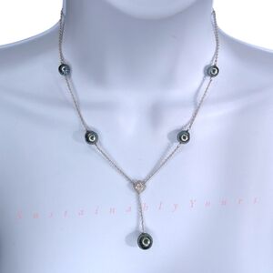 Honora Pearl Necklace Lariat 925 Sterling Silver CZ Drop Pendant Tahitian Style